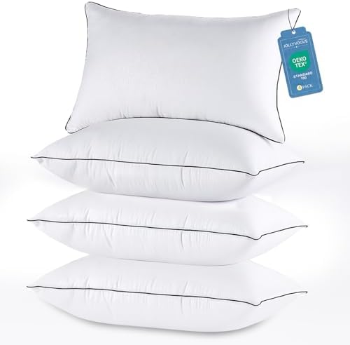 JOLLYVOGUE Bed Pillows Set of 4 Cooling Supportive Hotel Collection