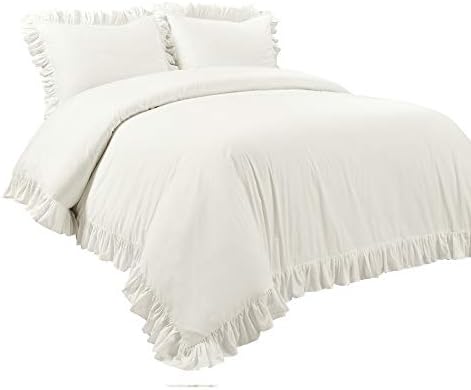 Lush Decor Reyna Ruffle Duvet Cover Set Queen White