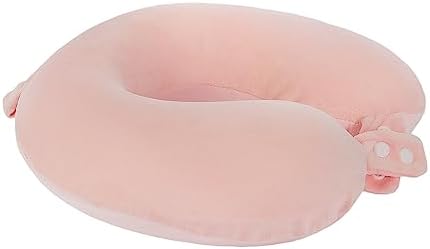 Makimoo Travel Neck Pillow with Memory Foam and Snap Adjustments Pink