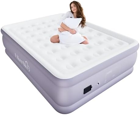 HikerSKY Queen Air Mattress with Wireless Pump 22 Inch Purple