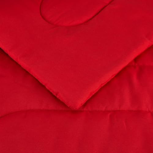Amazon Basics Kids Comforter and Pillow Sham Set Red Twin
