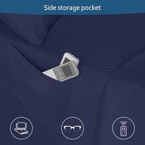Moonsea Deep Pocket Twin Sheets Set for Kids Air Mattress - Navy Blue