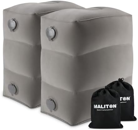 Maliton Inflatable Travel Foot Rest Pillow 2 Pack - Grey 1