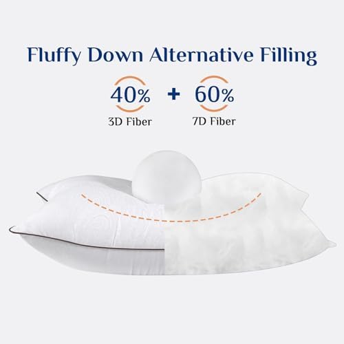 JOLLYVOGUE Bed Pillows Set of 4 Cooling Supportive Hotel Collection