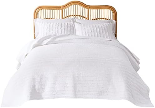 Greenland Home Ruffled White Cotton Quilt Set - 2 Piece TwinXL