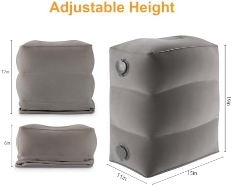 Maliton Inflatable Travel Foot Rest Pillow 2 Pack - Grey 1