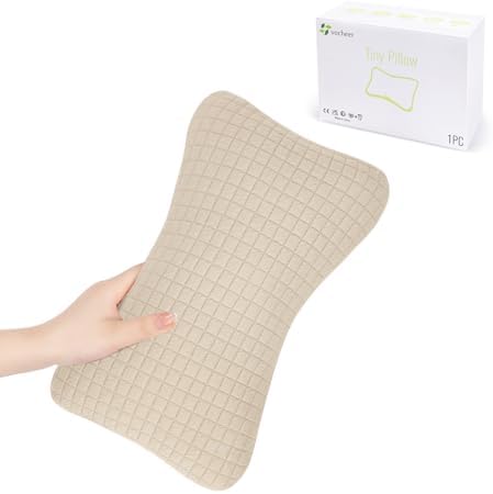 vocheer 11x7in Mini Travel Pillow Cotton Removable Cover Machine Washable Dark Beige-1PC