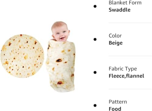 Lhedon Tortilla Blanket for Baby 285 GSM Soft Flannel Wearable Wrap
