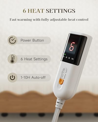 Gotcozy Heated Mattress Pad Twin XL - 6 Heat Settings 10 Hour Auto Off