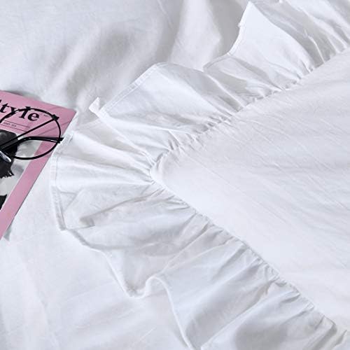 QSH White Ruffle Twin Duvet Cover Set 3 Pieces