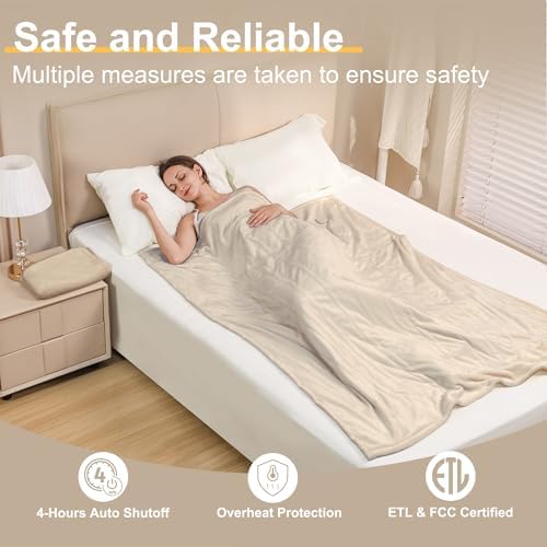 Gintao Heated Blanket Throw with Detachable Hat and Snap Buttons