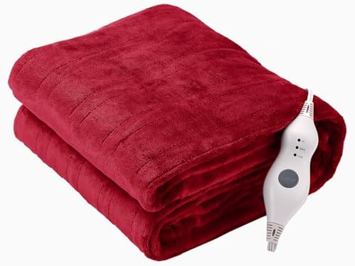 Tefici Electric Heated Blanket Throw with 3 Heat Levels and 4hr Auto Off