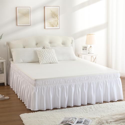 RIMELA Queen Size 15 Inch Drop Bed Skirt with Elastic Straps