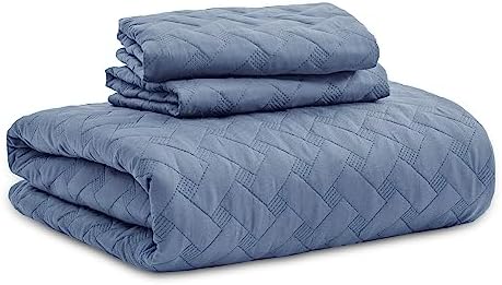 Bedsure Queen Quilt - Lightweight Bedspread with Mineral Blue Basket Weave Pattern Soft Durable