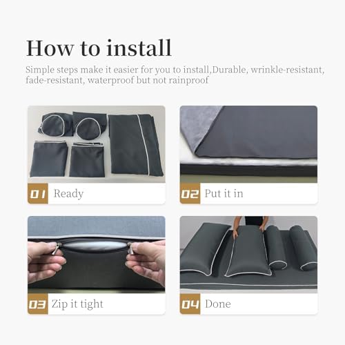Durable Outdoor Daybed Cushion Cover Twin - Dark Gray