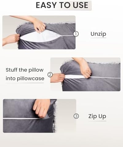 ZonLi Fuzzy Body Pillow Cover - Grey