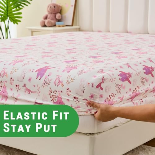Gogreen Kids Bed Sheet Set Full Size 4PCS Pink Bear