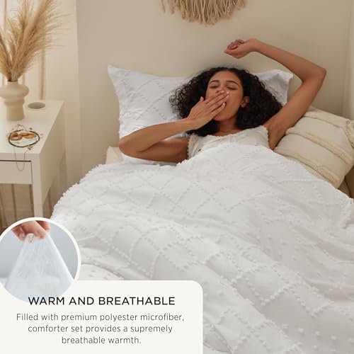 Bedsure Twin XL Comforter Set - Fluffy White with Pillow Sham