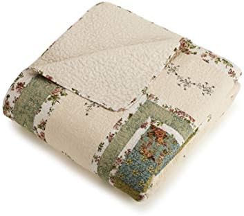 Olivia Embroidered Quilted Bedspread - King GreenCream