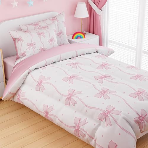 SANDJEST Duvet Cover Set Twin Size Kids Girls Playful Design