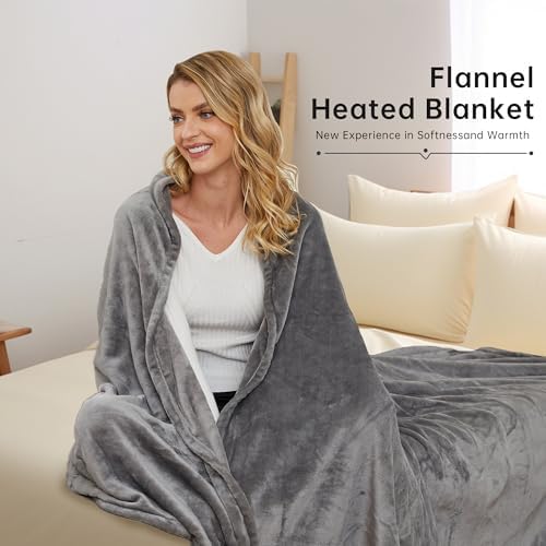 McJaw Electric Heated Blanket 72x84 Full Size Ivory Gray
