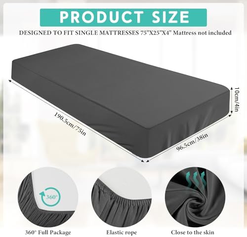 Breling Dark Gray Fitted Sheets Twin 4 2 Pcs