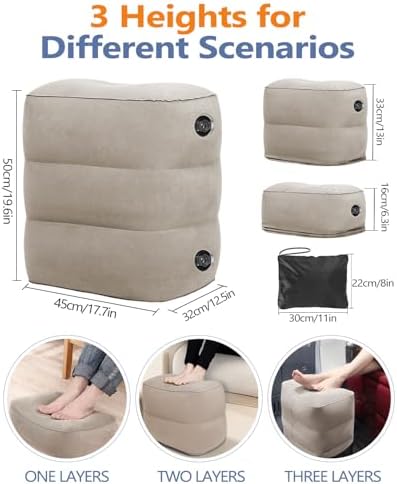 YSJILIDE Inflatable Travel Foot Rest Pillow 2 Pack