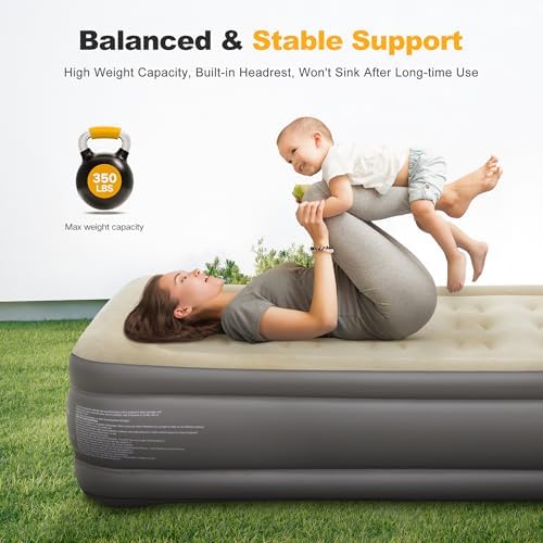 ALPHA CAMP 19 Twin Air Mattress with Pump and Pillow