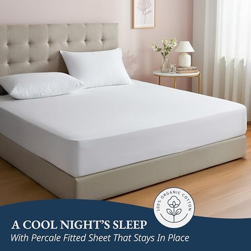 LANE LINEN 100 Organic Cotton Queen Fitted Sheet with Deep Pocket