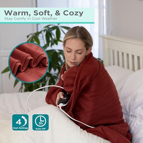 BLACKDECKER Heated Throw Blanket with 4 Levels and Auto Shutoff
