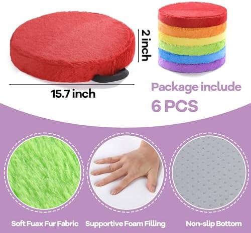 HOMBYS 6-Piece Furry Floor Cushion for Kids and Toddlers