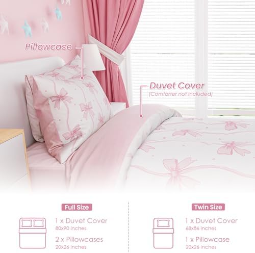 SANDJEST Duvet Cover Set Twin Size Kids Girls Playful Design
