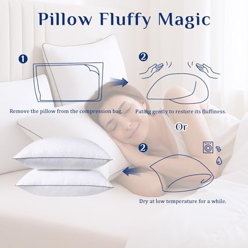 JOLLYVOGUE Bed Pillows Set of 4 Cooling Supportive Hotel Collection