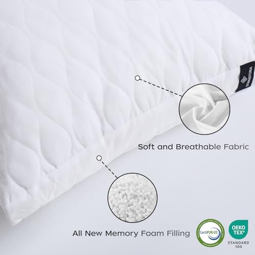 DOWNSTORIA Memory Foam Body Pillow - Fluffy Supportive 20x54 Inch White
