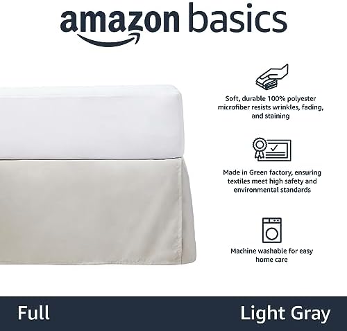 Amazon Basics Full Light Grey Bed Skirt