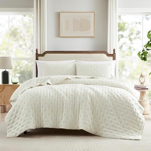 WDCOZY Ivory Cloud Cal King Quilt Bedding Set 1