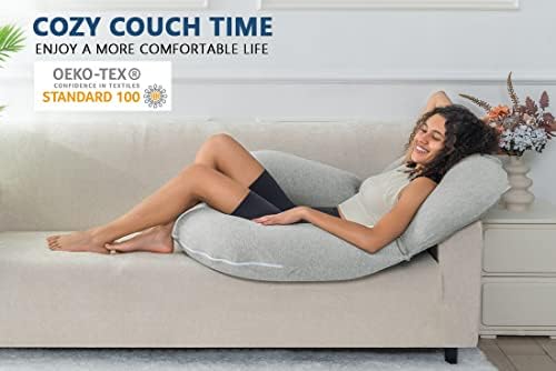 INSEN Reading Pillow Back Support Pillow for Bed Grey Jersey
