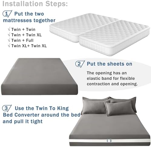 Consss 33ft Twin to King Converter with Bed Bridge Sheet