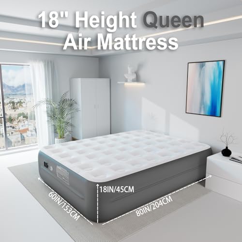 AirOutelle Queen Air Mattress with Rechargeable Pump - 18 Gray