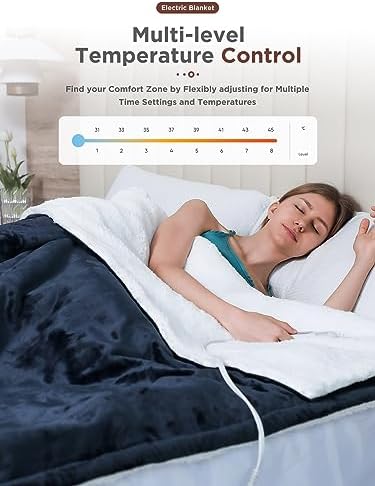 Shodu Electric Blanket Heated Throw with Timer and 8 Heating Levels