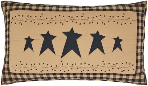 VHC Brands Sham King Quilted Pillow Cover 21x37 Natural