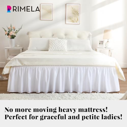 RIMELA Queen Size 15 Inch Drop Bed Skirt with Elastic Straps