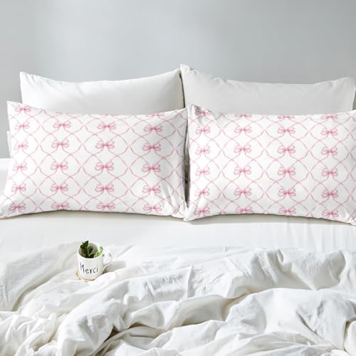 Erosebridal Pink Bow Knot Bed Sheet Set for Kids