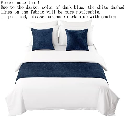 AMBERIS Dark Blue Chenille Bed Runner