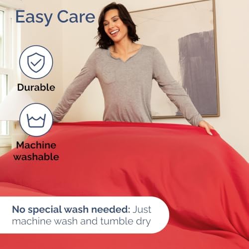CGK Unlimited Wrap Around Dust Ruffle Bed Skirt 2 Pillowcases Bundle - Red