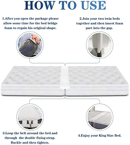 SAYGOGO Bed Bridge Twin to King Converter Kit