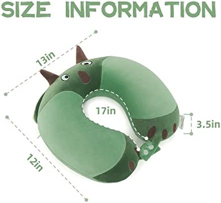Niuniu Daddy Kids Travel Pillow - Green Dinosaur Design for Boys and Girls
