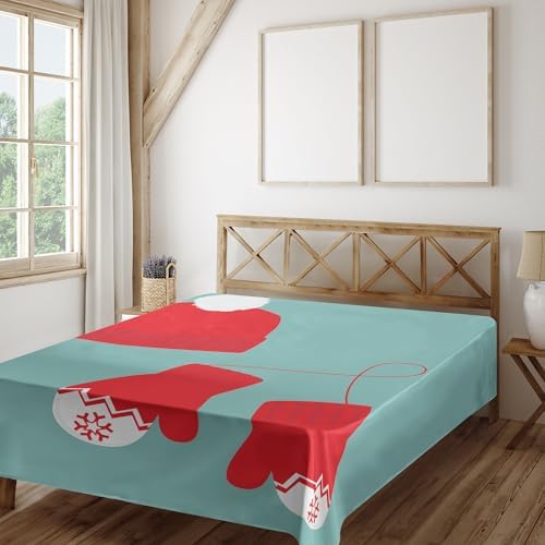 Ambesonne Christmas Flat Sheet - 108x102 Inches California King Vibrant Holiday Design