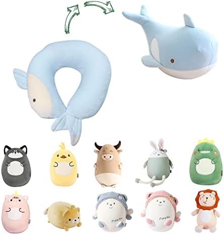 Blue Whale Kids Travel Pillow - 2-in-1 Deformable Neck Support