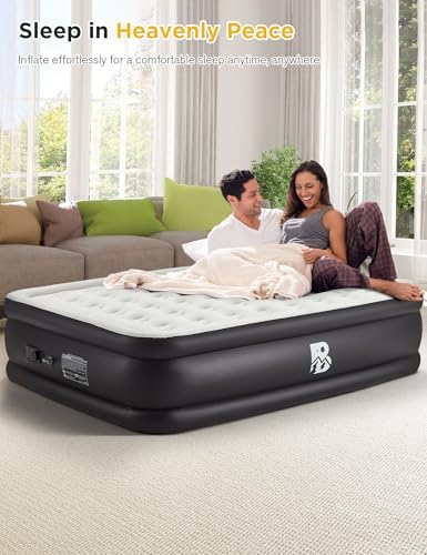 BUPPLEE 20 Queen Air Mattress with Built-in Pump - 600 lbs Support